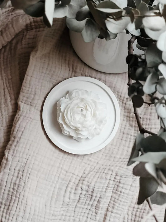 Bougie décorative - Pivoine et plateau